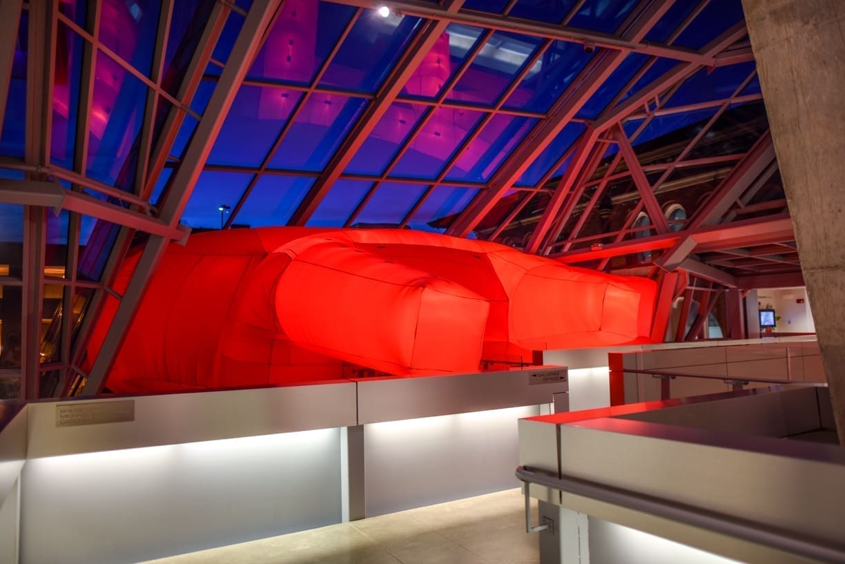 Jimmy Kuehnle: Wiggle, Giggle, Jiggle, 2016, Akron Art Museum installation view (interior). Photography by Shane Wynn