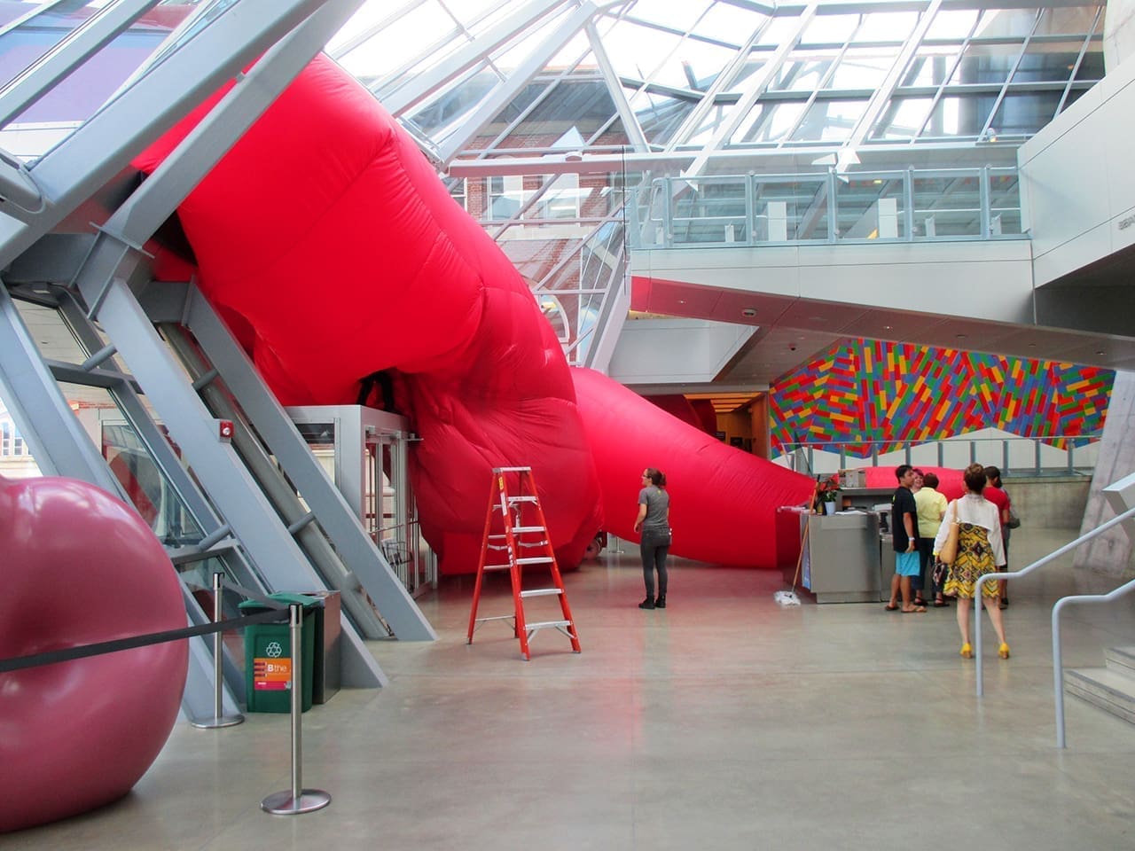 Jimmy Kuehnle: Wiggle, Giggle, Jiggle in the process of being installed at the Akron Art Museum in August 2016. Photo: courtesy of the Akron Art Museum