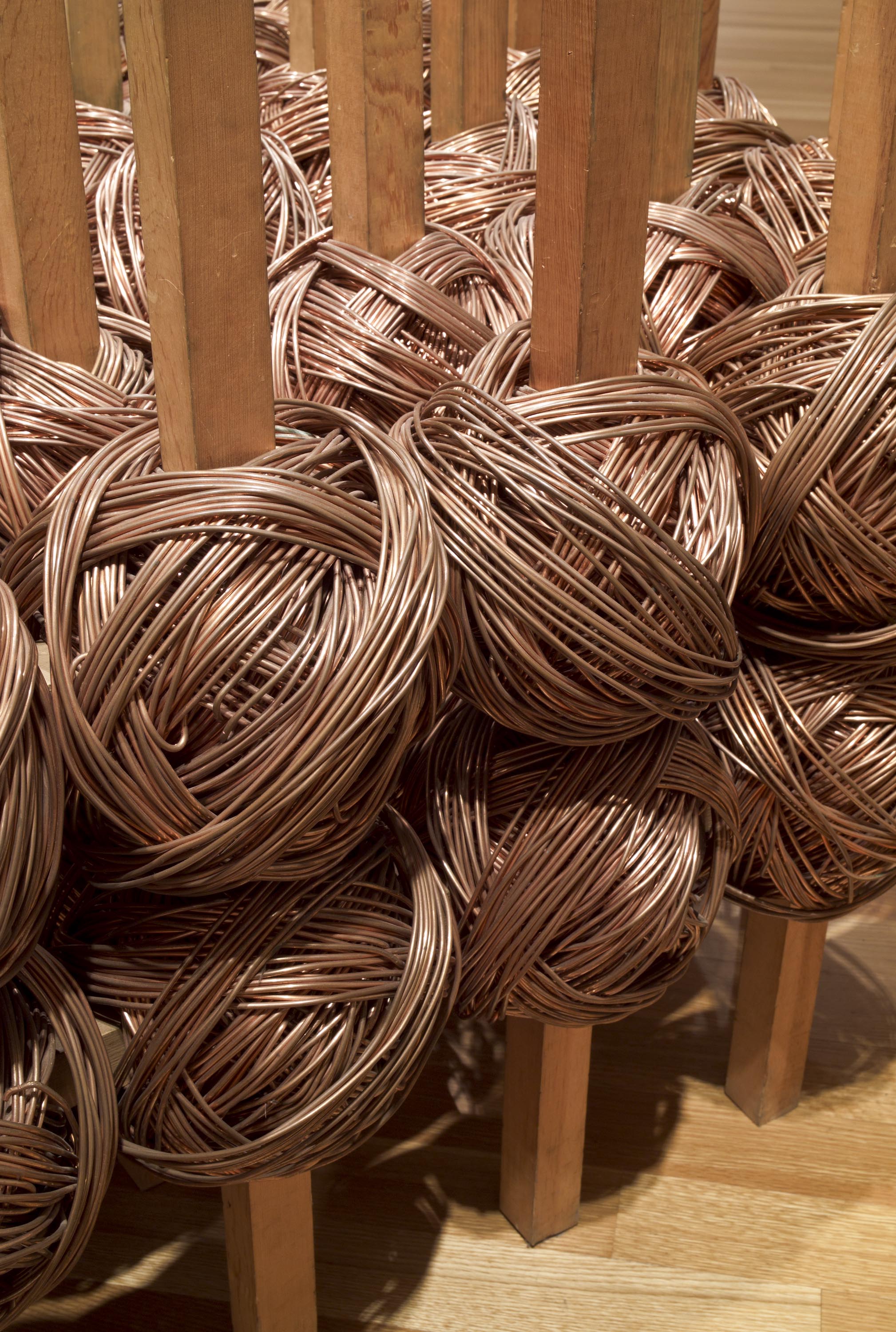 Jackie Winsor, #2 Copper (detail), 1976, Wood and copper, 34 1/2 x 51 x 51 in. Collection of the Akron Art Museum, Purchased, by exchange, with funds from Mr. and Mrs. Raymond C. Firestone