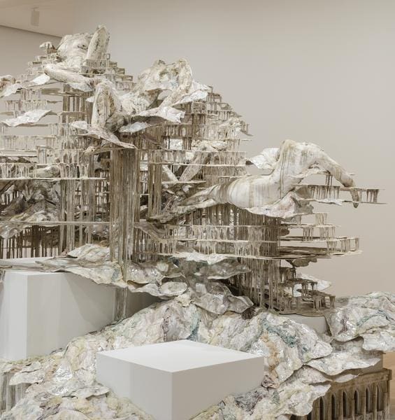 Diana Al-Hadid, Nolli’s Orders, 2012, steel, polymer gypsum, fiberglass, wood, foam and paint, 156 x 264 x 228 in., Courtesy of the artist and Marianne Boesky Gallery, New York, ©Diana Al-Hadid, Photograph by Joe Levack