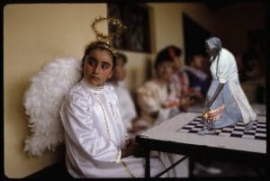 Pedro Meyer, The Temptation of the Angel, La Mixteca, Oaxaca, Mexico, 1991, digital pigment print of a digitally modified image scanned from 35mm color transparencies, 33 x 44 in., Collection of the Akron Art Museum, Gift of the artist and the Evelyne Shaffer Endowment for Exhibitions. © Pedro Meyer 2008/from Heresies: A Retrospective by Pedro Meyer.