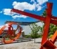 Eagle Wheel, Mark di Suvero, (Shanghai, China, 1933 - ), 1976-1979, Painted steel, 149 in. x 252 in. x 176 in. (378.46 cm x 640.08 cm x 447.04 cm), Purchased with funds from the National Endowment for the Arts, The Sisler McFawn Foundation, and the Museum Acquisition Fund, 1980.48