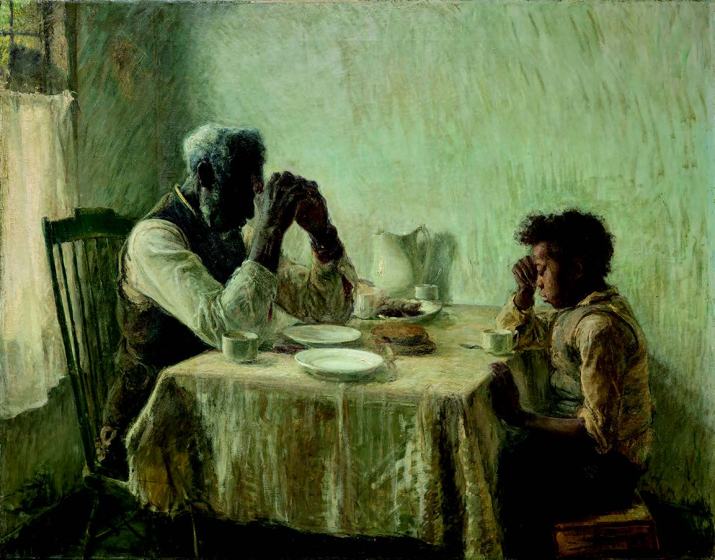 Henry Ossawa Tanner, American, 1859 - 1937, The Thankful Poor, 1894, oil on canvas