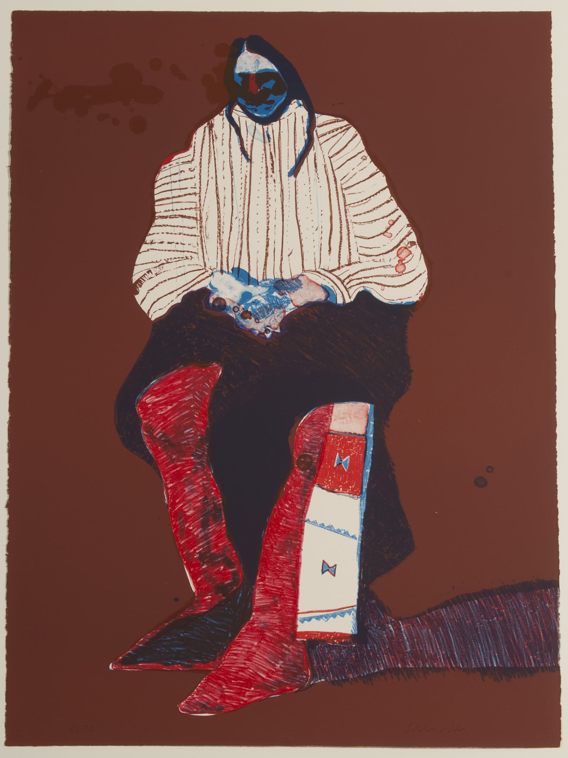 Fritz Scholder (Breckenridge, Minnesota, 1937 - 2005, Phoenix, Arizona) Indian with Beaded Sash 1976 Lithograph on paper 30 x 22 in. (76.2 x 55.9 cm) Collection of the Akron Art Museum Gift of Ray Graham III 1983.3 m