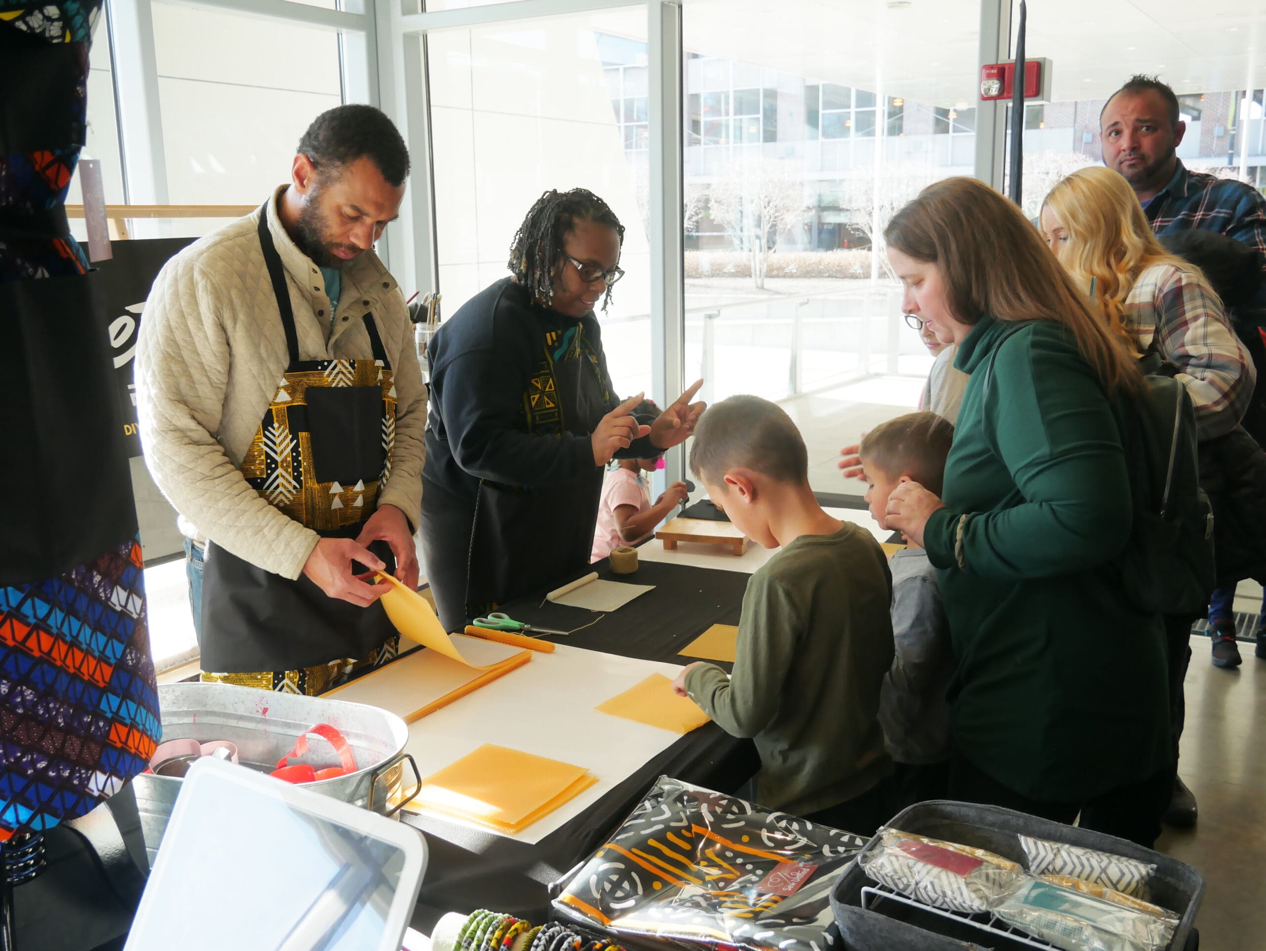 Family art activity at the Akron Art Museum