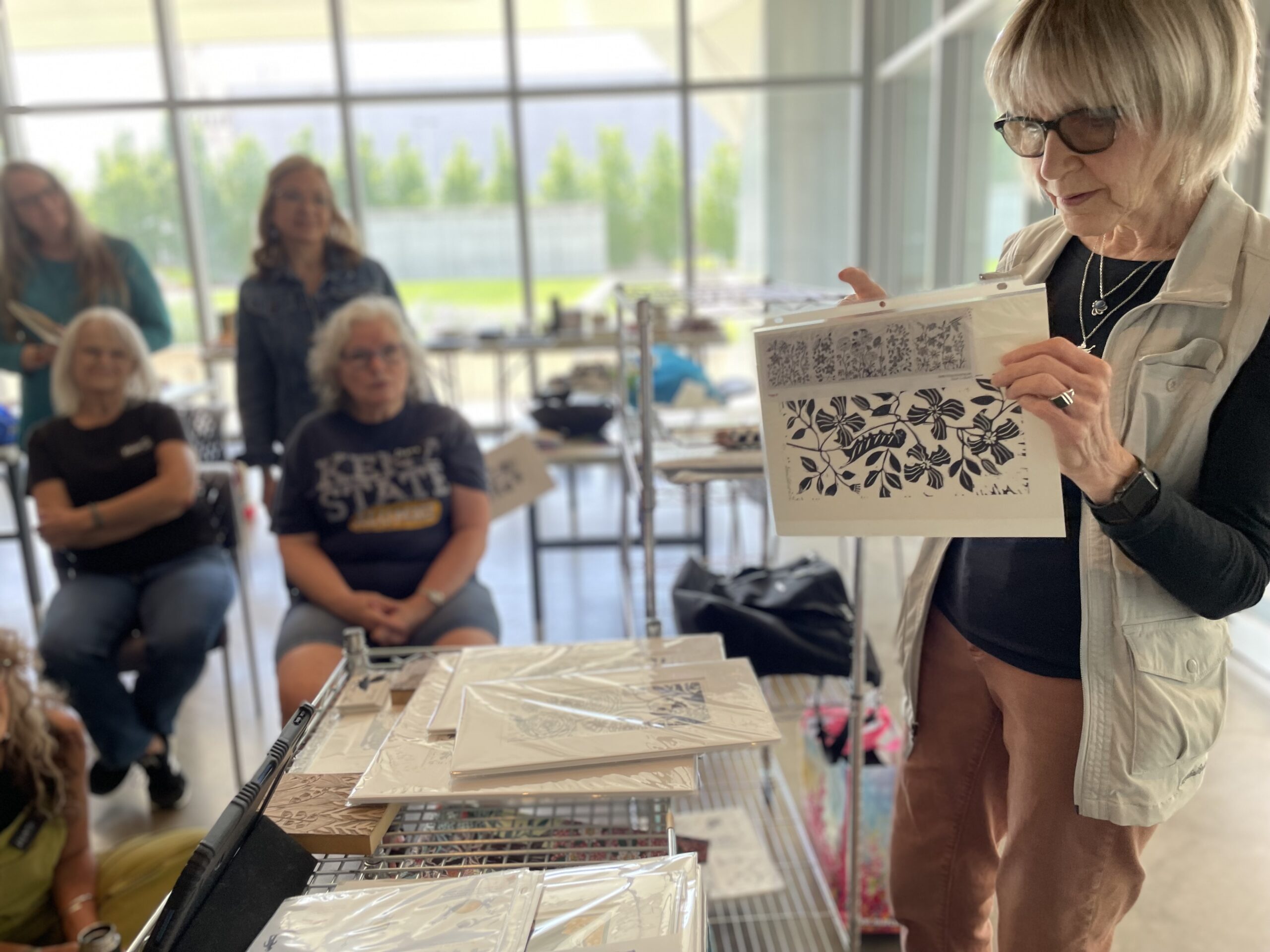 Seniors working on an art project in the Akron Art Museum.