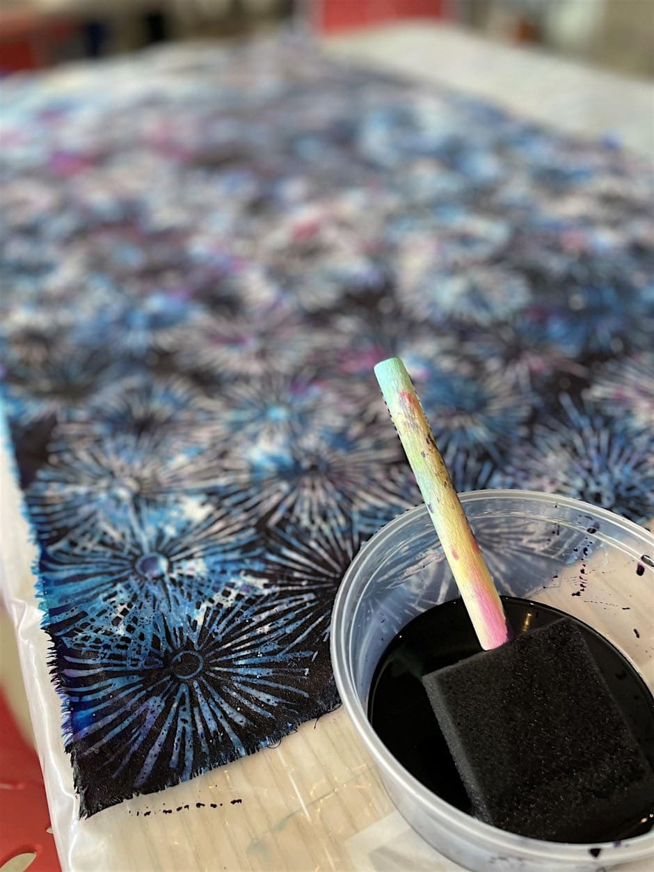 art supplies and an artwork