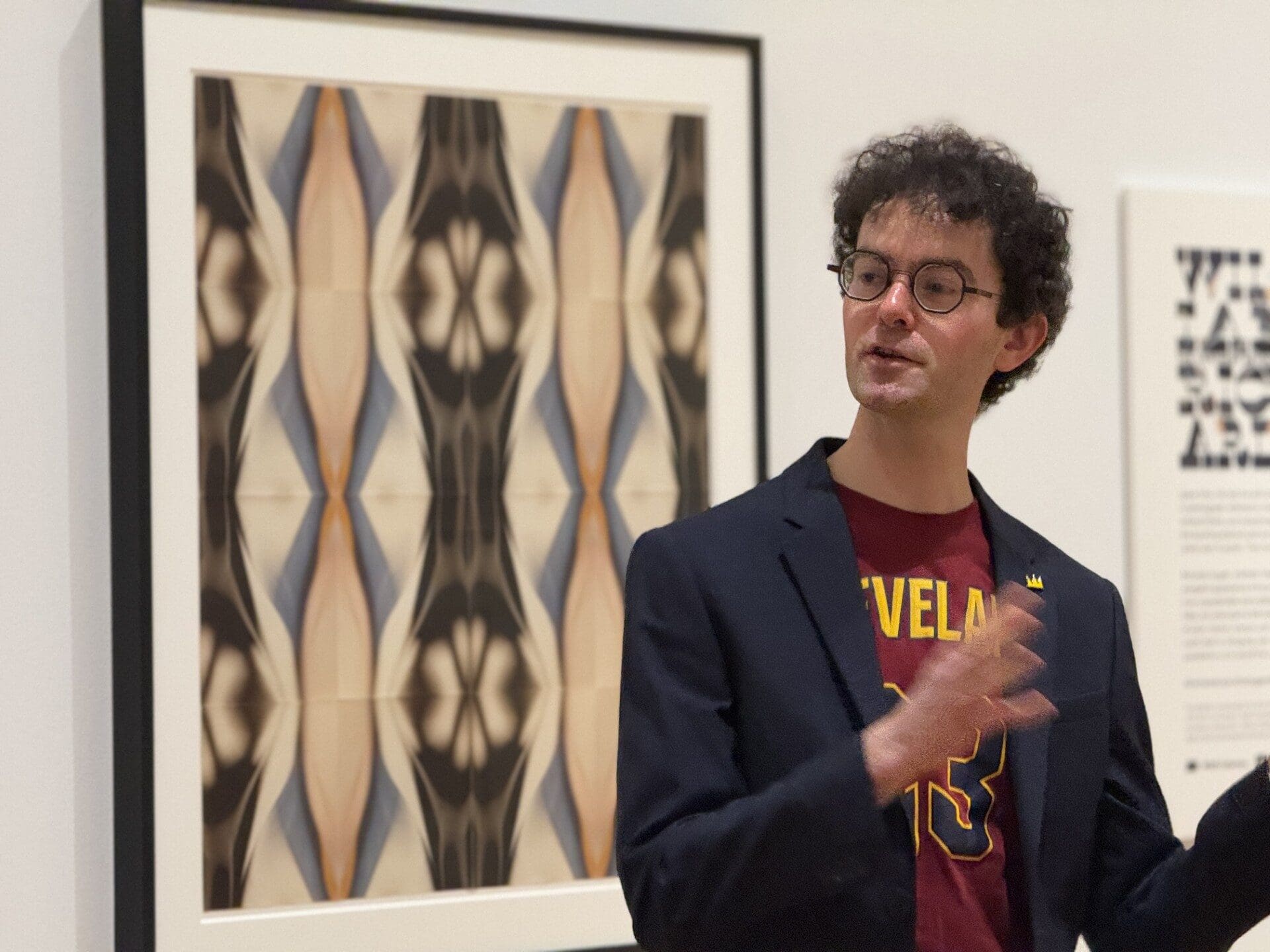 Dr. Jeffery Katzin presenting in the galleries of the Akron Art Museum