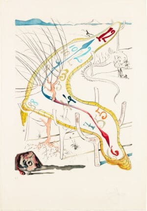 Salvador Dali. Les Montres gélatines de l'espace temps (The Frozen Watches of Space Time), 1974. Mixed media etching, lithography, and embossing on Arches paper. Collection of the Akron Art Museum. Gift of Gary Kauffman in memory of Ron Albright. 2025.24
